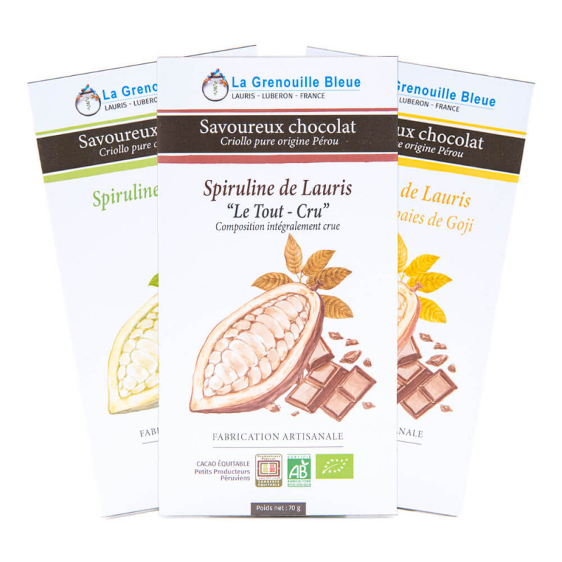 Pack de 3 tablettes de chocolat à la spiruline Pack de 3 tablettes de chocolat à la spiruline